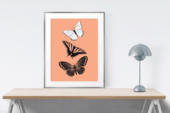 Butterflies Pop Art Print Wall Art Poster by QuoteArtShop