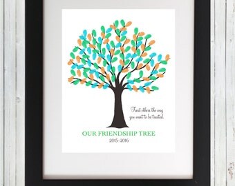 Friendship Tree 2017-2018 Class Fingerprint Tree Students Wall Art 8x10 Treat others as you want to be treated - Printable Instant Download