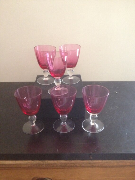 Pink Drinking Glasses by MelsEstateSale on Etsy