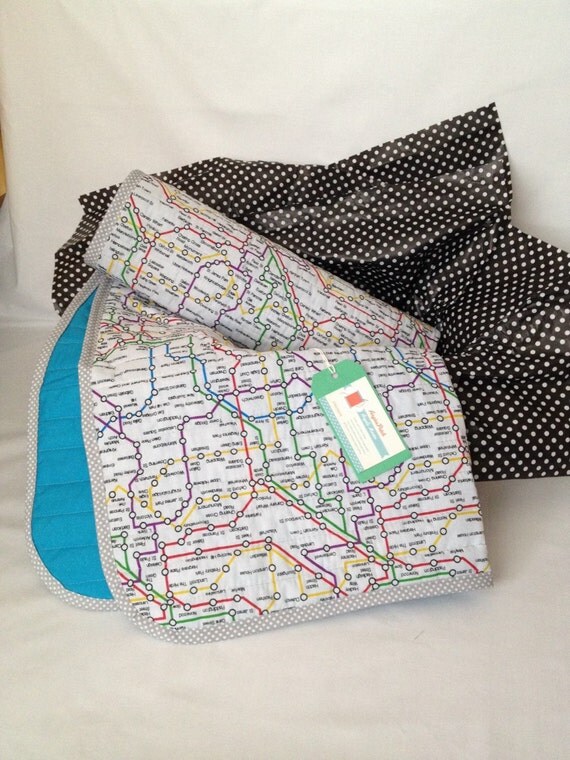 London Underground modern baby quilt baby boy by Angiespatch