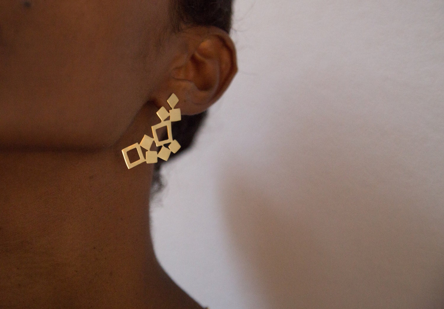Modern Earrings Statement Earrings Gold Large Squares Stud
