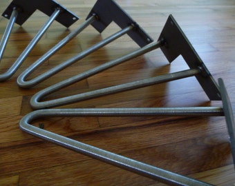 Individual Hairpin table legs, Slight angle (flare out) Modern furniture metal leg, Mid Century Modern, Hairpin desk legs, metal table legs,