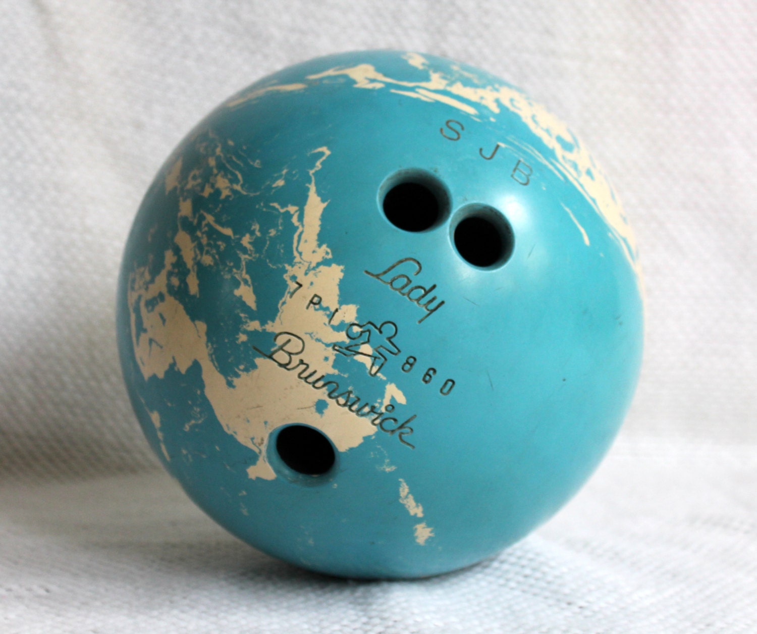 Lady Brunswick Bowling Ball 15 lbs Blue White Marble Vintage