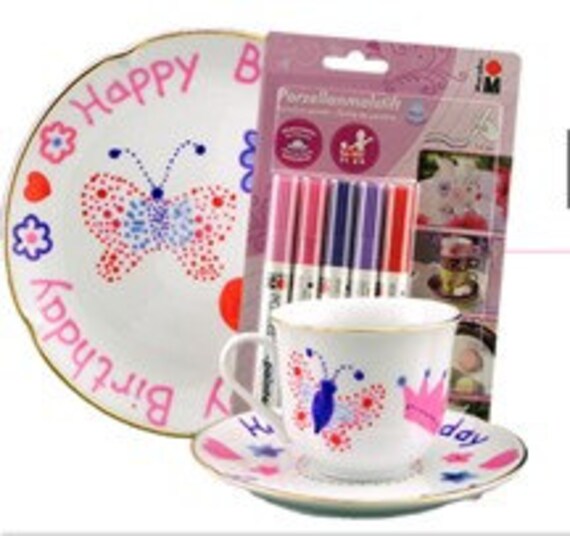 Food Safe Porcelain Paint Markers 5 Pastel or Primary color