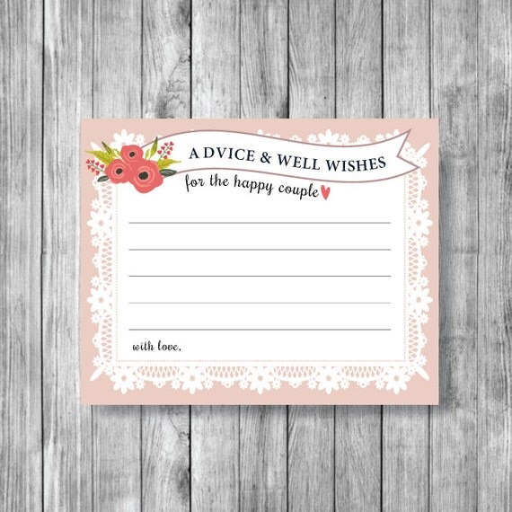 Pink Advice Cards for Bridal Shower // Well Wishes by deardeary