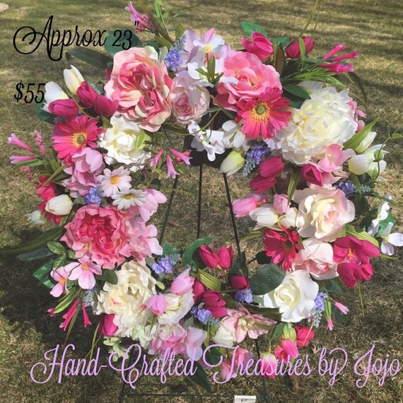 Pink Wreath Door Hanger Everyday Wreath