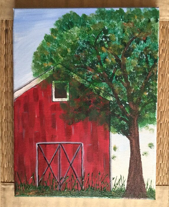 Barn Painting Acrylic Painting Landscape by UpandDownArt on Etsy