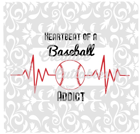 Download SVG Heartbeat of a Baseball Addict for Silhouette or other