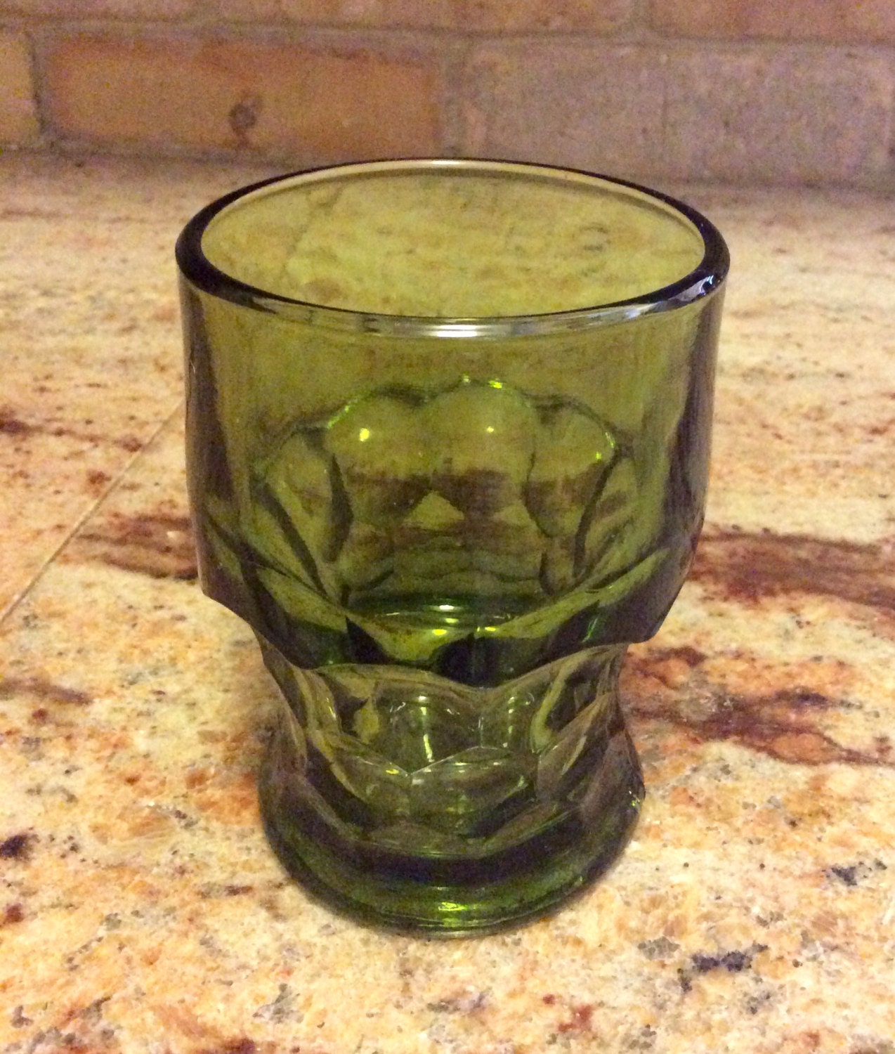 Vintage Dark Green Glass 8oz Tumbler