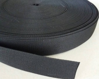 5 Yards, 1 inch (2.5 cm.), Polypropylene Webbing, Black, Key Fobs, Bag Straps, Purses Straps, Belts, Tote Bag Handle