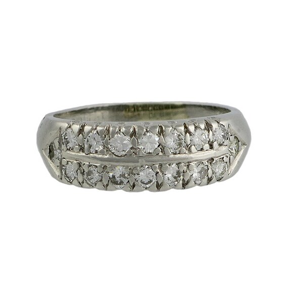 Vintage Platinum Two Row Diamond Anniversary Ring