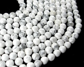 White Howlite Beads, 8mm(8.5mm) Round Beads, 15 Inch, Full strand, Approx 45 beads, Hole 1 mm, A quality (275054003)