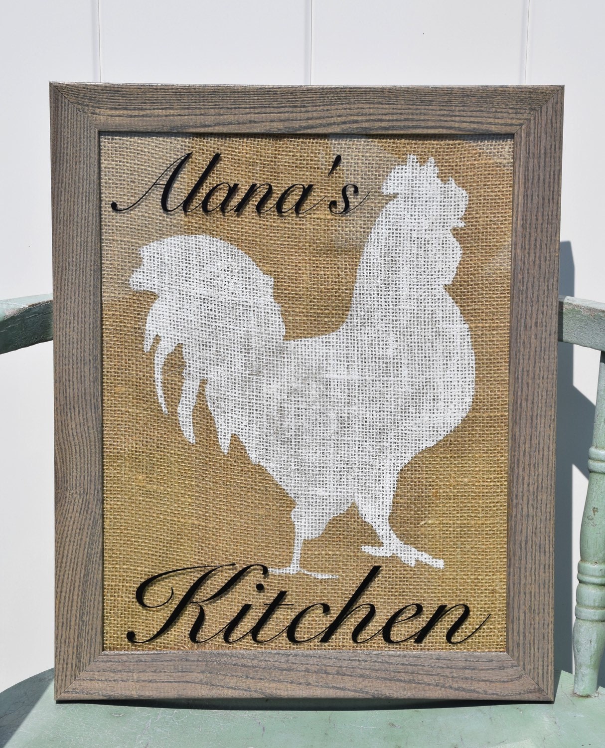 Rooster kitchen decor Rustic kitchen framed burlap by RBThomedecor