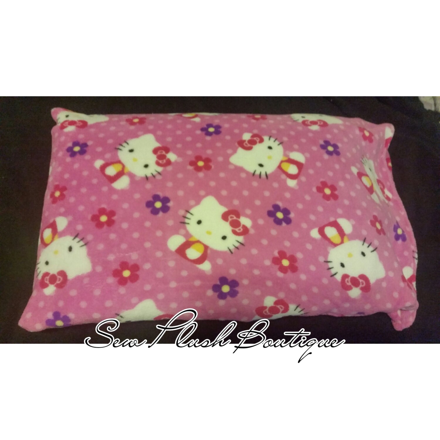 Hello Kitty Pillowcase Soft Fleece Pillowcase by SewPlushBoutique