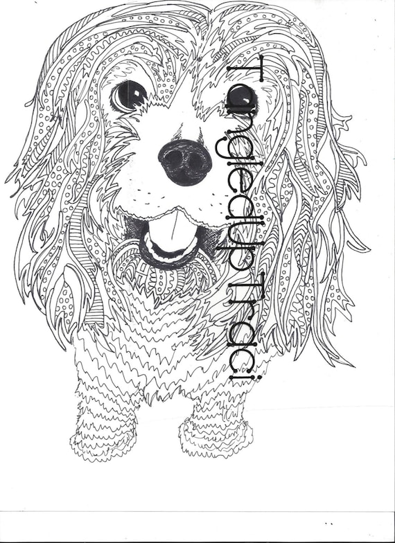 Detailed and intricate dog zentangle coloring by TangledUpTraci