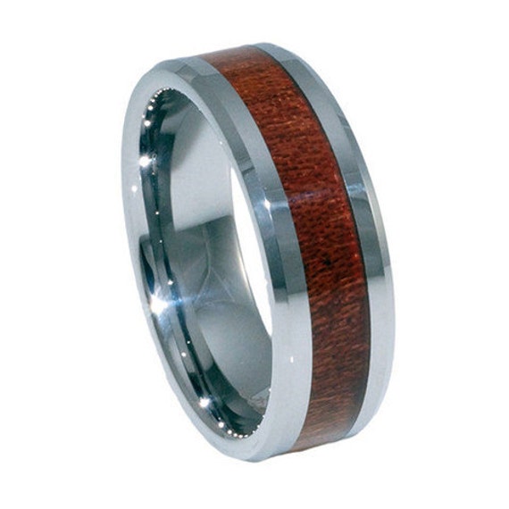 KOA wood Inlay tungsten men's rings