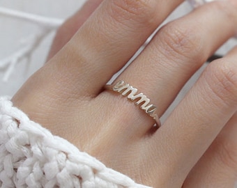 30% OFF - Dainty Name Ring - Stackable Name Ring - Custom Name Ring - Personalized Ring in Sterling Silver - Bridesmaid Gift - For Her F43