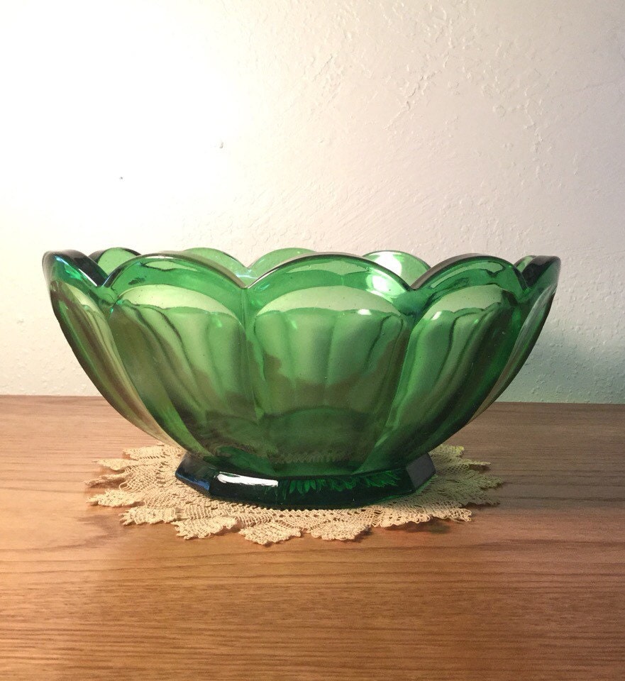 Northwood Green Glass Master Berry Bowl Flute by AHouseofGlass
