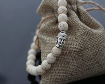 Buddha Head Bracelet, Silver Buddha Bracelet, Yoga Bracelet, Healer & Spiritual bracelets, Beaded Bracelets