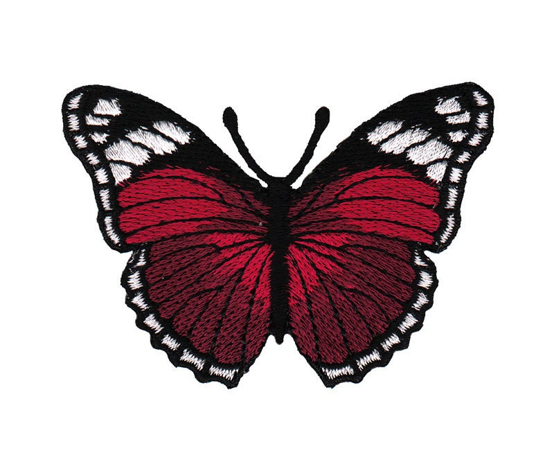 ae42 Butterfly Burgundy Red Iron on patches Embroidery