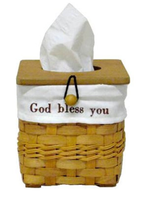 God Bless You Tissue Basket with white black free by christianera