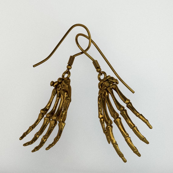 Skeleton Hand Earrings Anatomy Jewelry by disruptivejewelry