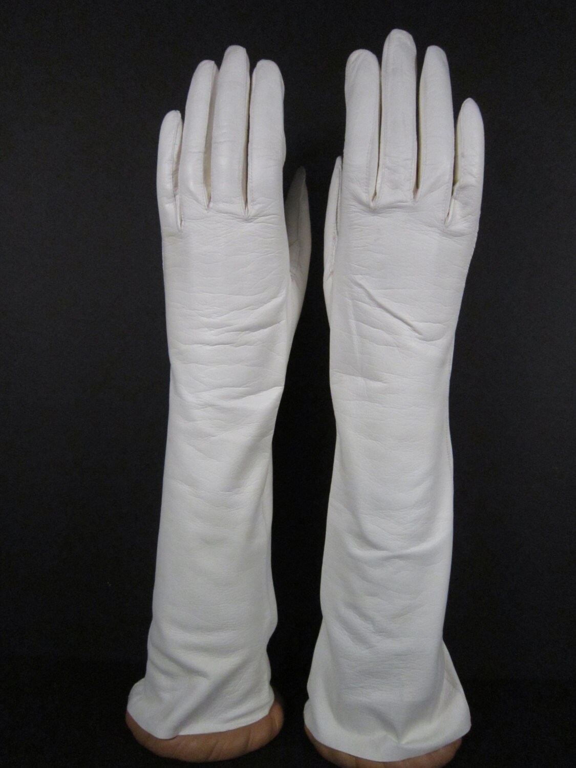 Sz61/2 Vintage White Kid Leather Gloves for Prom/Dress 151/2