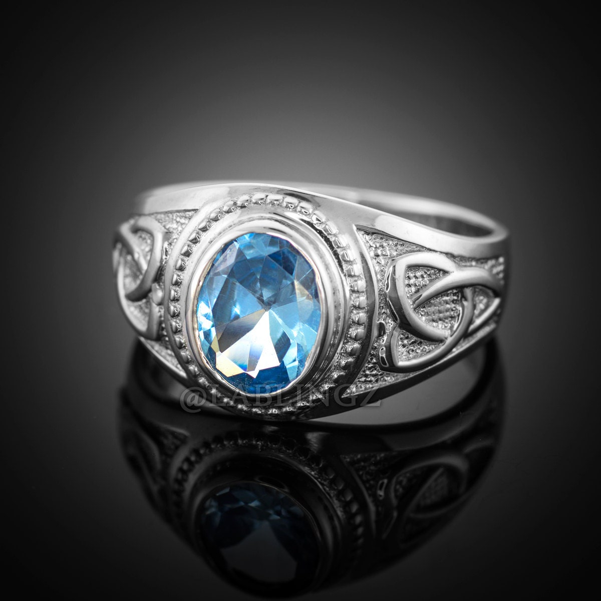 Sterling Silver Men's Celtic CZ Ring Celtic Color