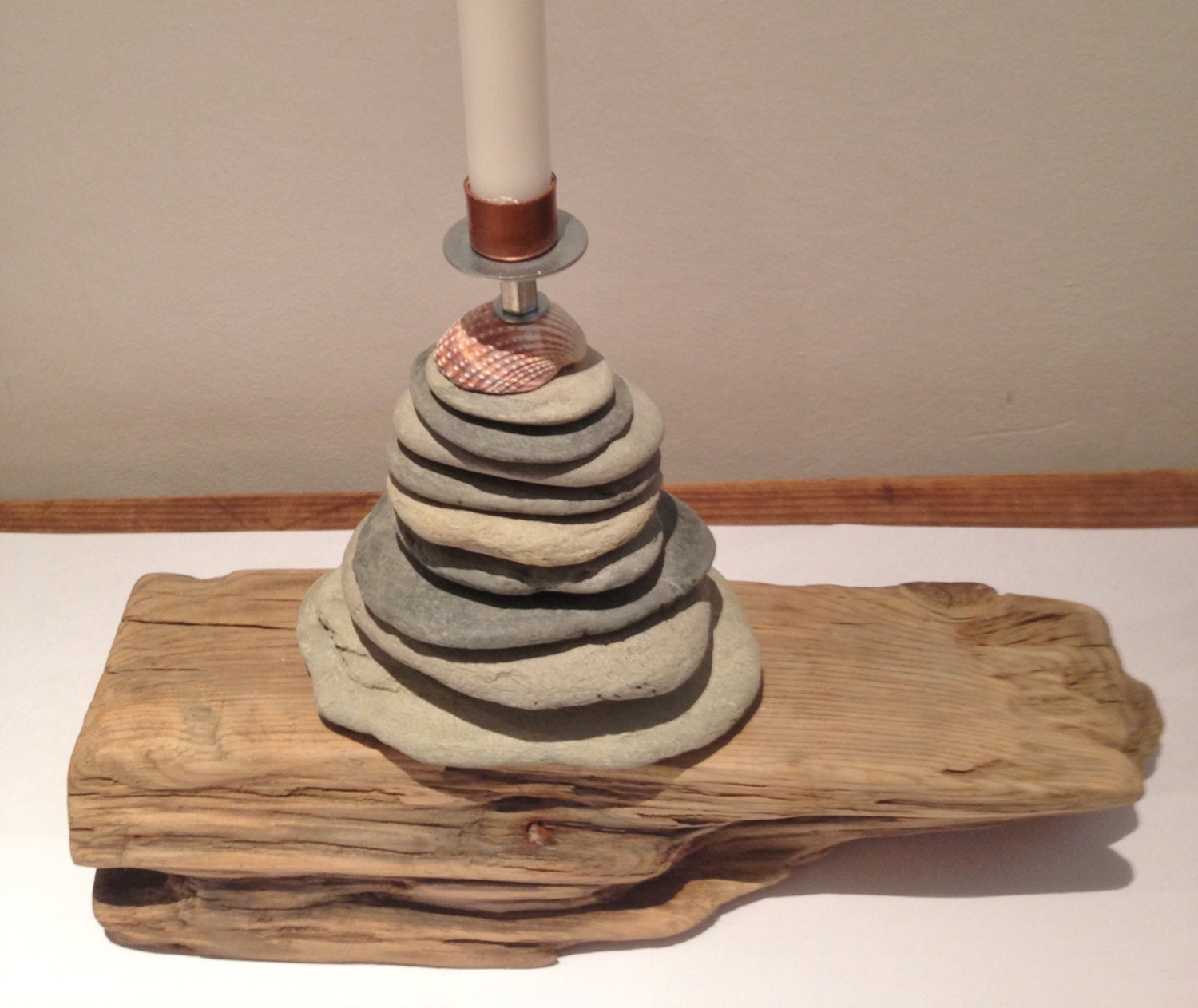 Driftwood candle holder by on Etsy
