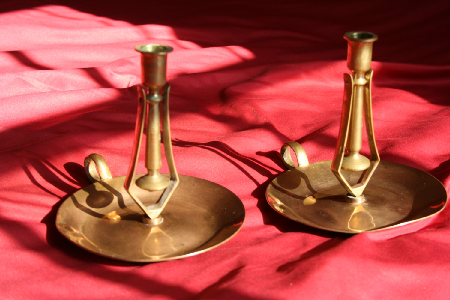 Pair of solid brass ship's Gimbal candle holders. Wall