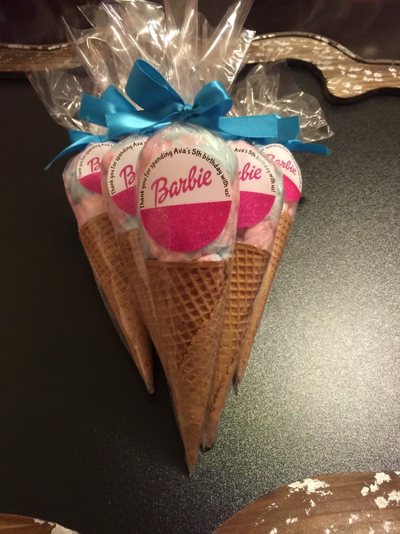 Cotton Candy Ice cream cone favors (12) custom label included