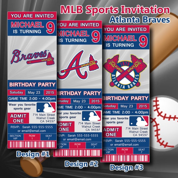 Atlanta Braves MLB Birthday Invitation Baseball by DigiSport Atlanta Braves MLB Birthday Invitation Baseball by DigiSport