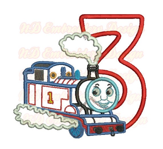 Thomas Train 3rd Birthday Embroidrey Applique Design Number