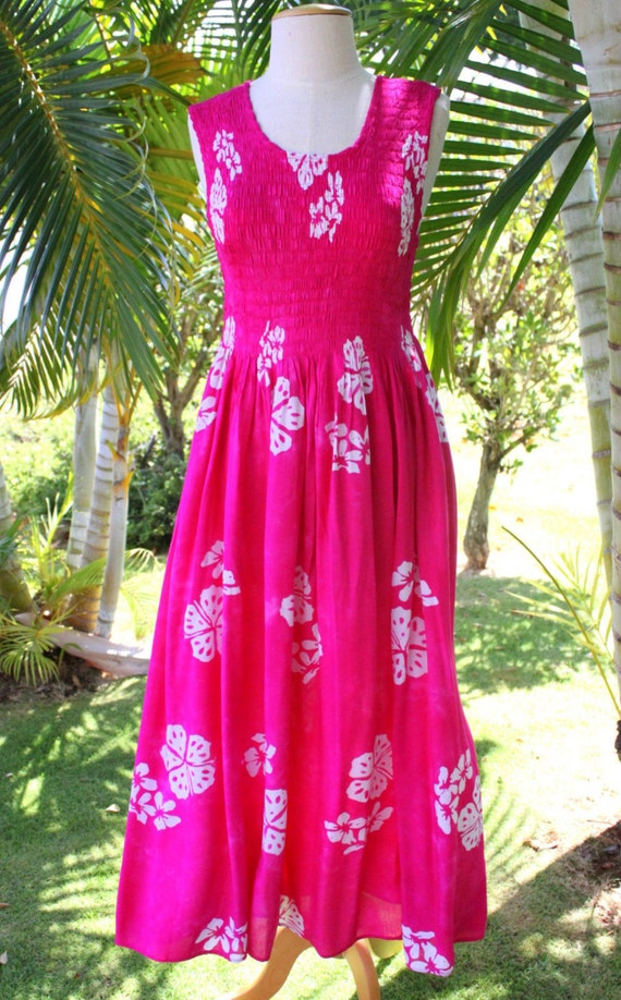 Hawaiian Hawaii Floral Thick Strap Long Dress Sundress by Amanette