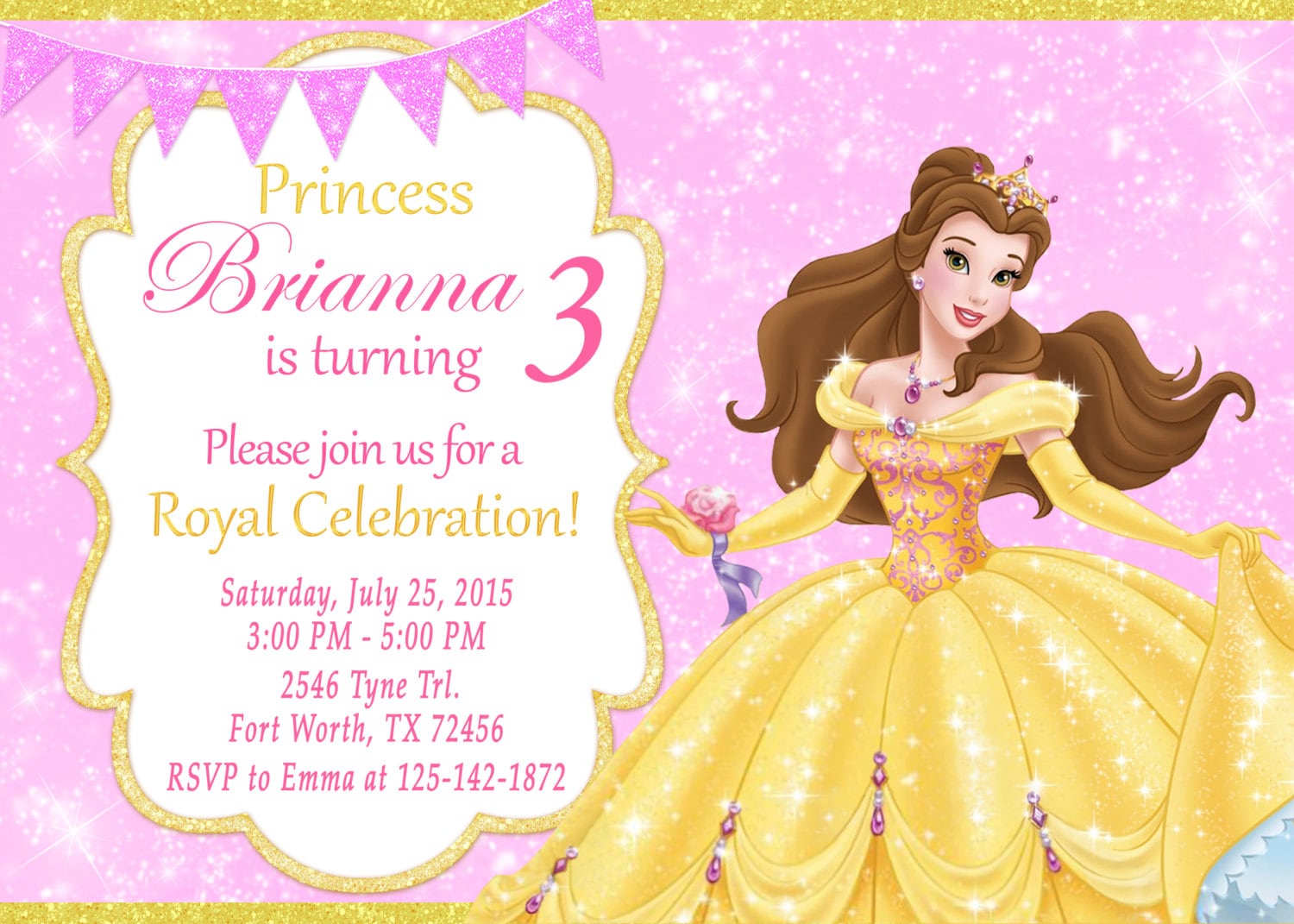 Princess Belle Birthday Invitations 7