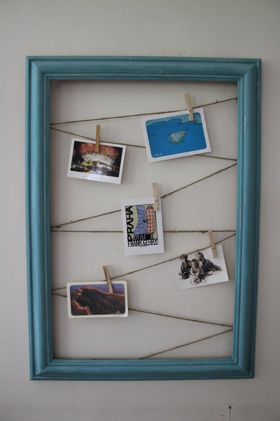 35 x 25 Distressed Shabby Chic String & Pegs Frame by UrbanChicByA