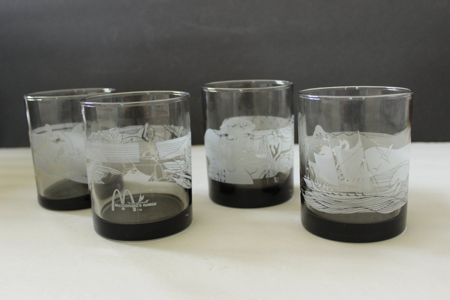 4 Vintage 1980's Souvenir Mcdonald's Glasses By Bermudavintage815