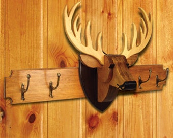 Deer Head Wall Mount- With or Without Coat Hanger-Rack -Wood Coat Hanger-Mancave decor
