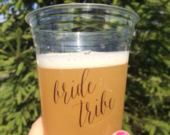 Bride Tribe Tattoo, Bride Tribe, Stickers, Plastic Cups, Custom Party Cups, Bachelorette Cups, Bachelorette Party Cups, Custom Plastic Cups