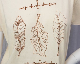 3 Feather screen printed tshirt