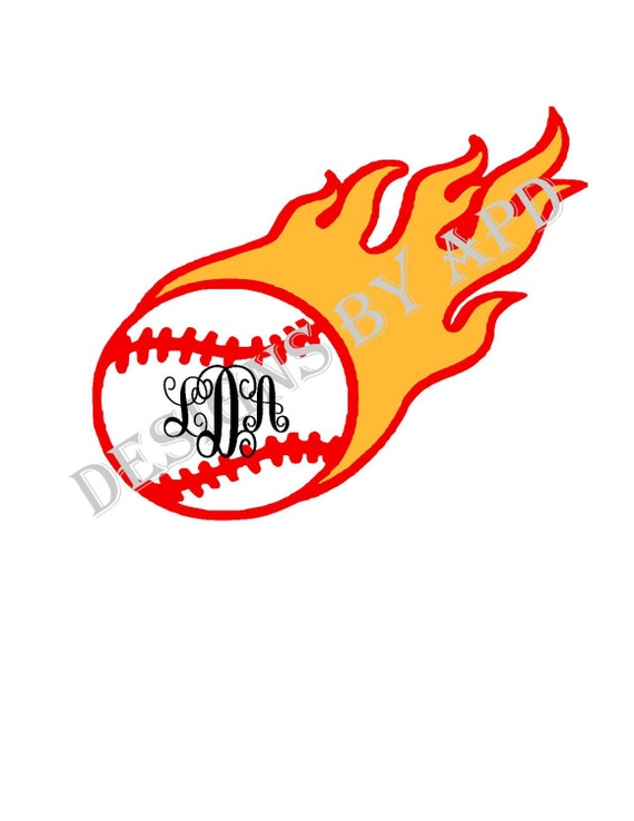 Items similar to Baseball with Flame Digital Files SVG, DXF, Jpeg and ...
