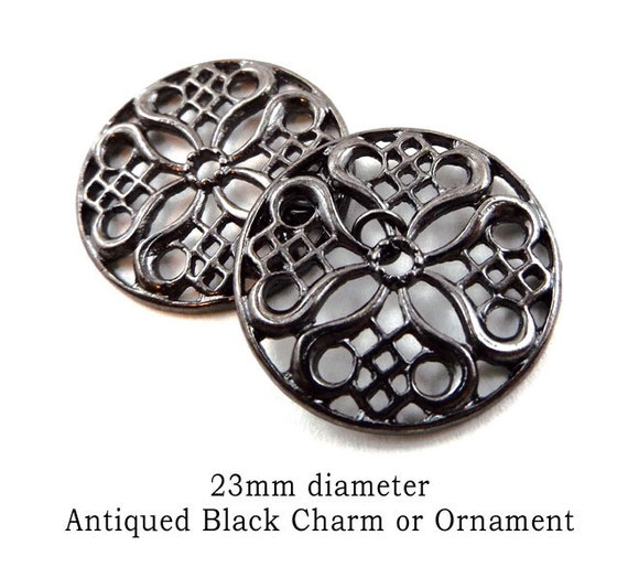 black enamel filigree charms for earring dangles or necklace focal pendant