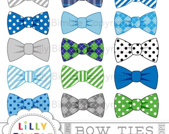 40% off BOW TIES clipart 15 bowties blue, gray, striped, polka dots commercial use included Instant Download boys, green