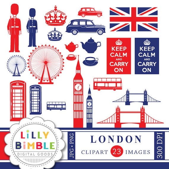 40% off London England clipart for crafts and design Britain UK Keep Calm Instant Download images Il_570xn