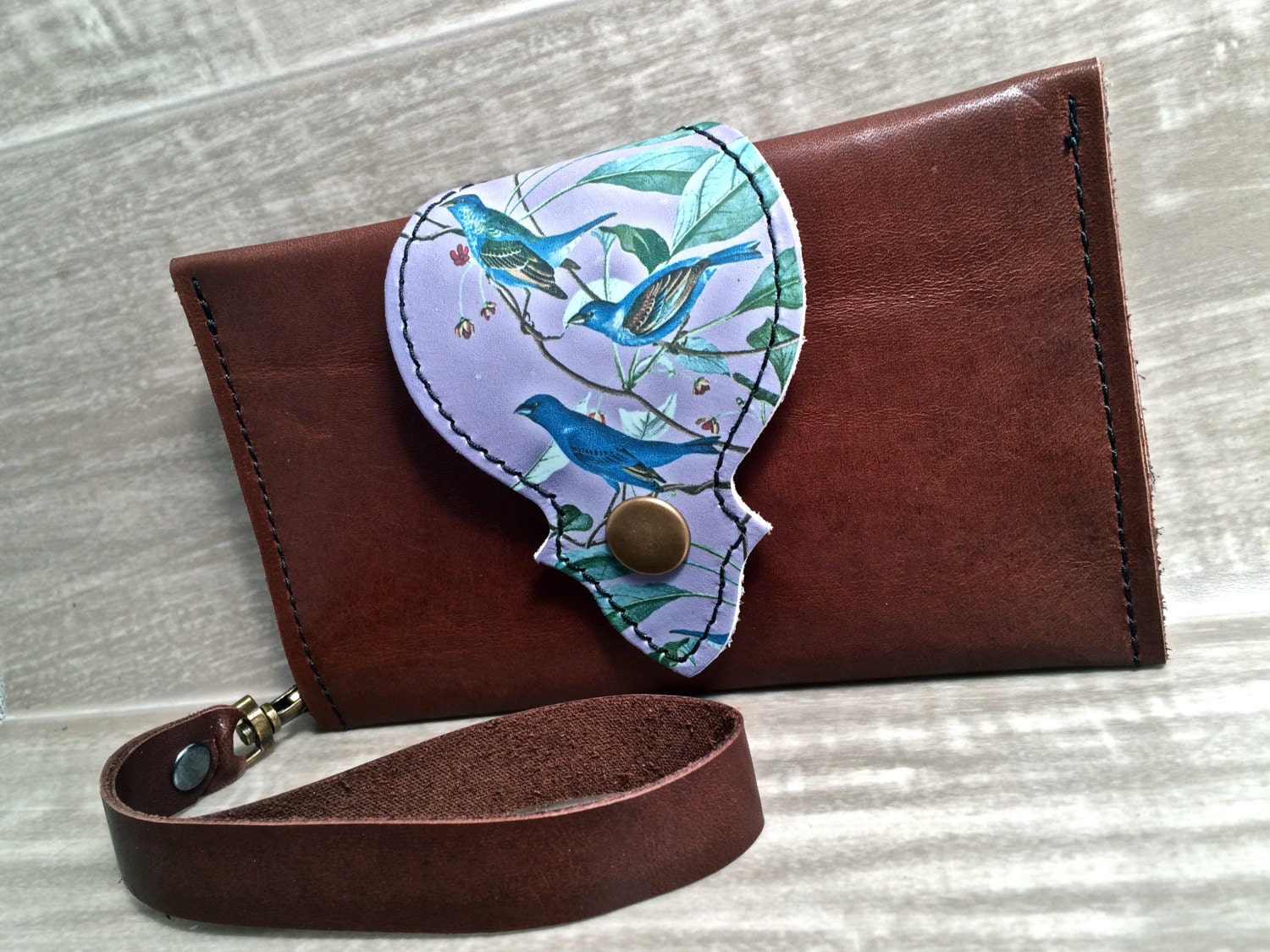 Leather Wallet Phone Case with Wrist Strap & Zipper Pocket