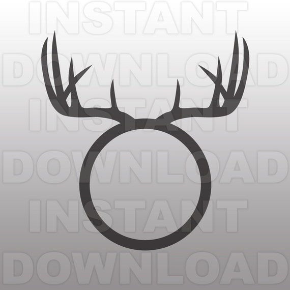 Download Deer Antlers Circular Monogram SVG File Cutting Template-Clip