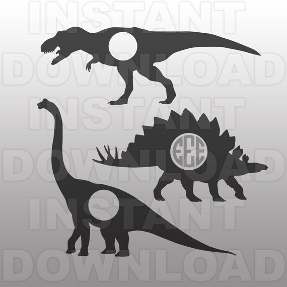 Dinosaurs Monogram Frame SVG File Cutting Template-Vector Clip