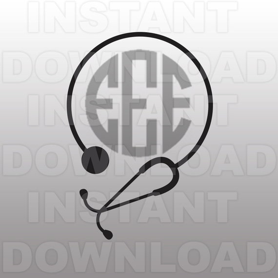 Download Nursing SVG FileStethoscope Monogram SVG File Cutting