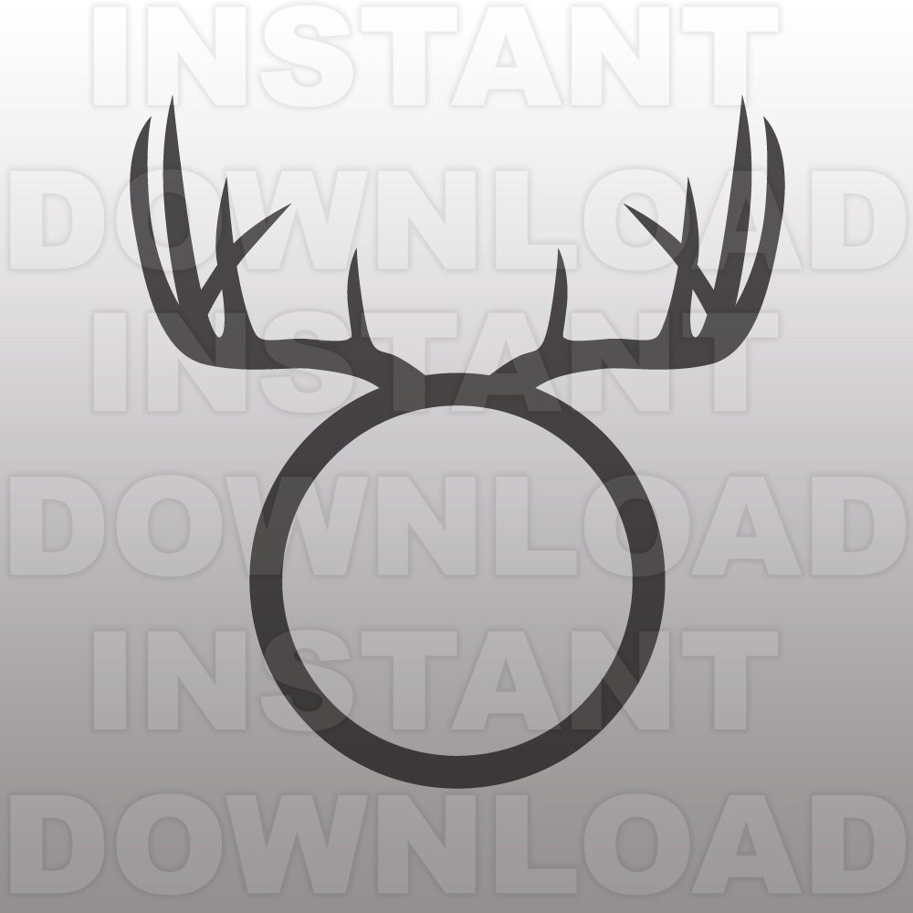 Download Deer Antlers Circular Monogram SVG File Cutting Template-Clip