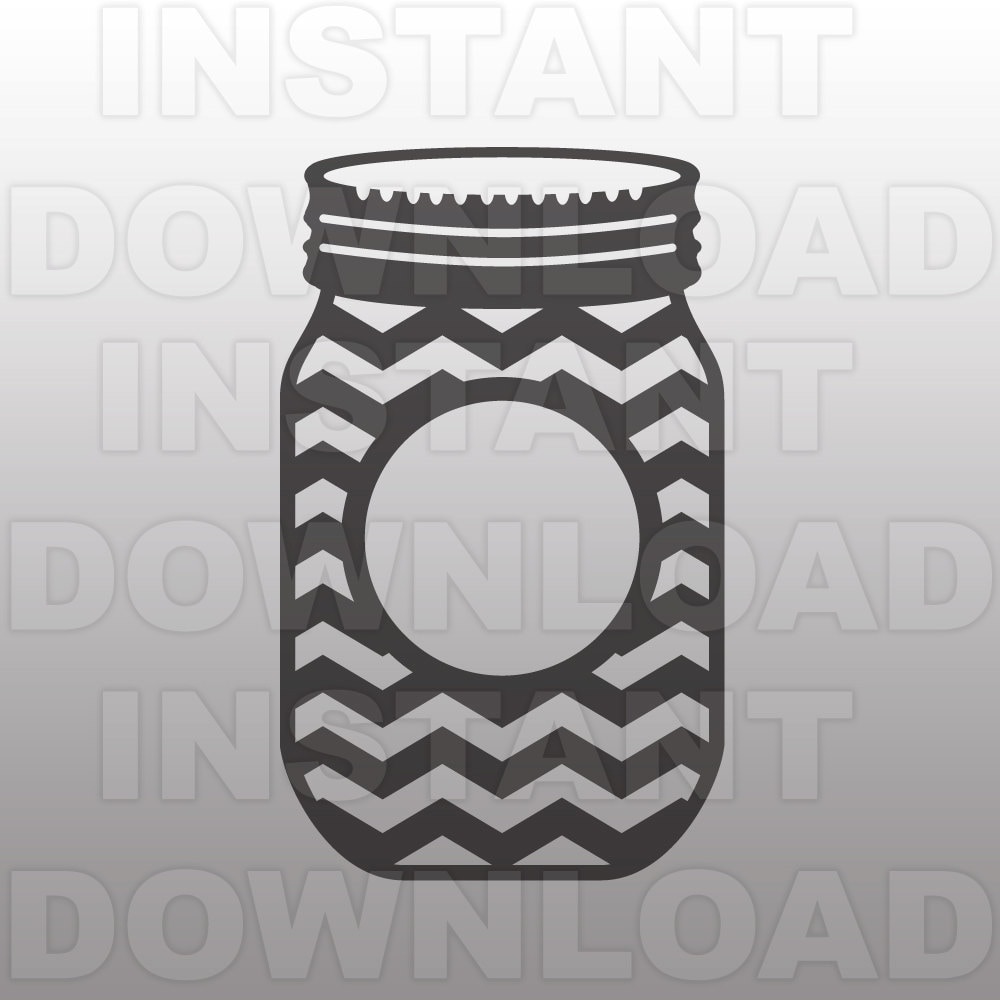 Download Mason Jar Monogram Chevron Pattern SVG File Cutting